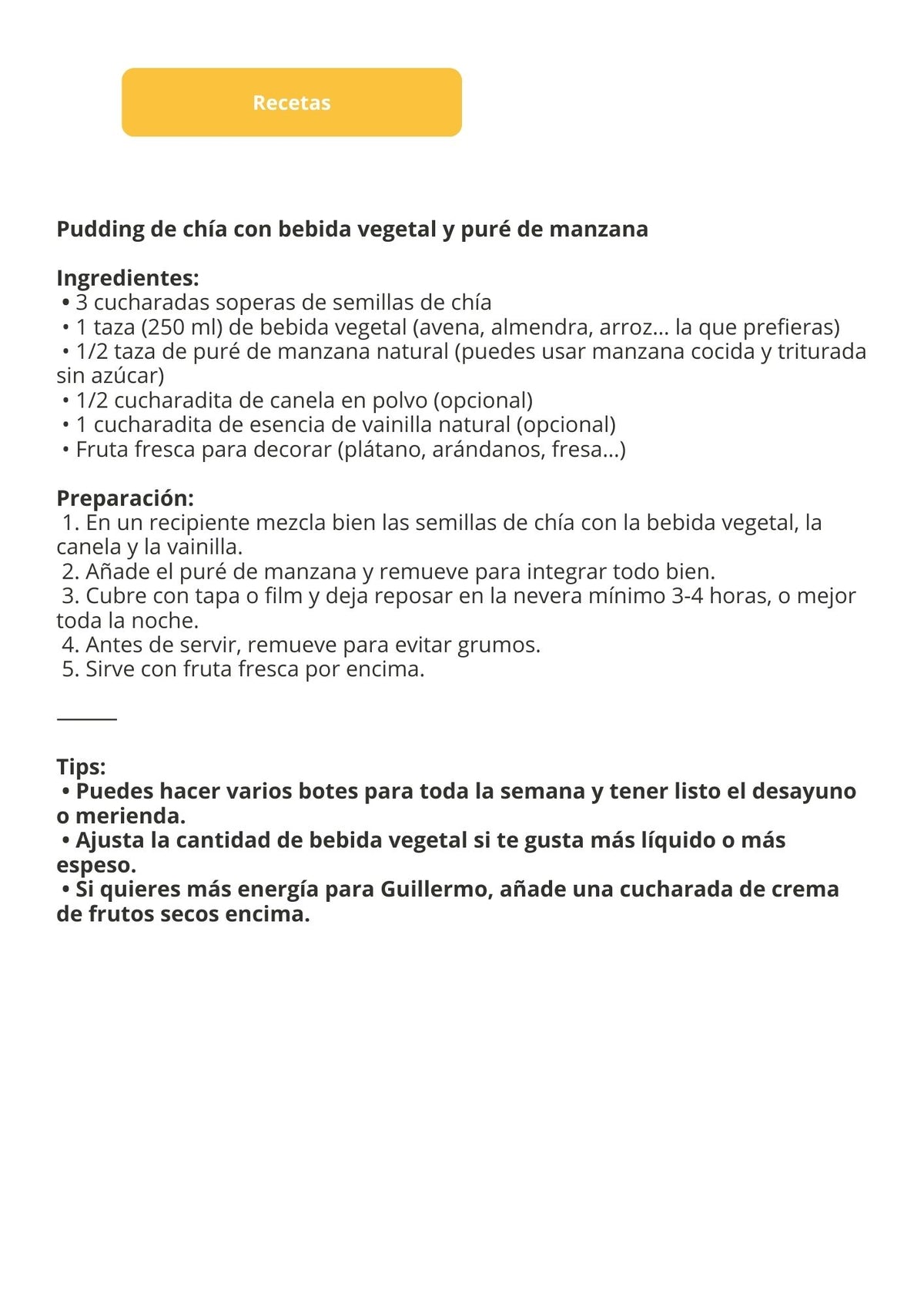 Menú semanal personalizado